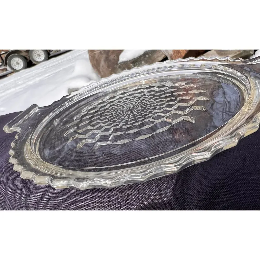 Vintage Glass Tray with handles